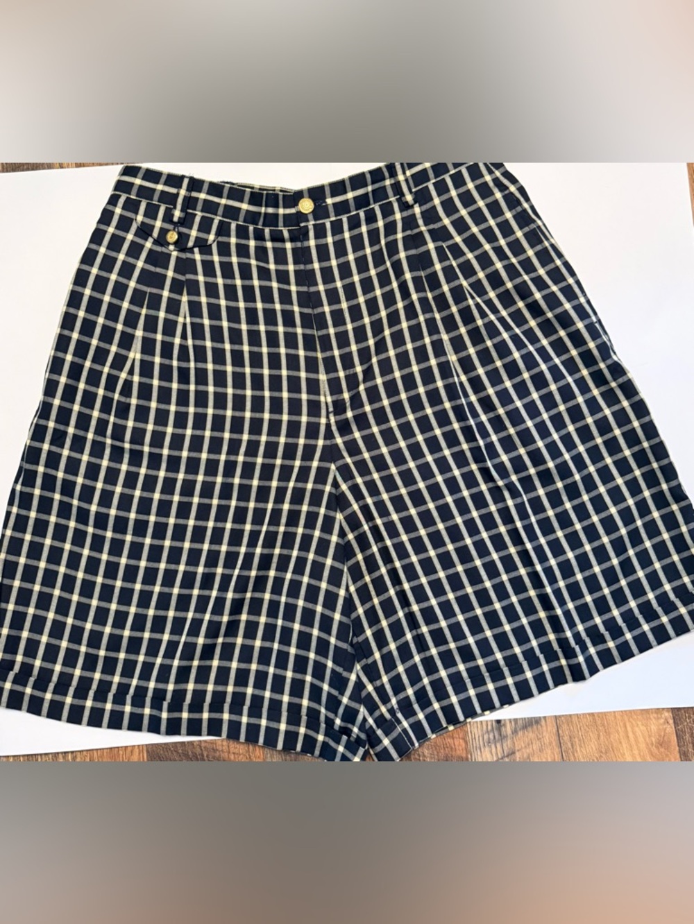 Vintage 90’s Lizsport Bermuda Shorts Plaid High Waist Pleats Size 14